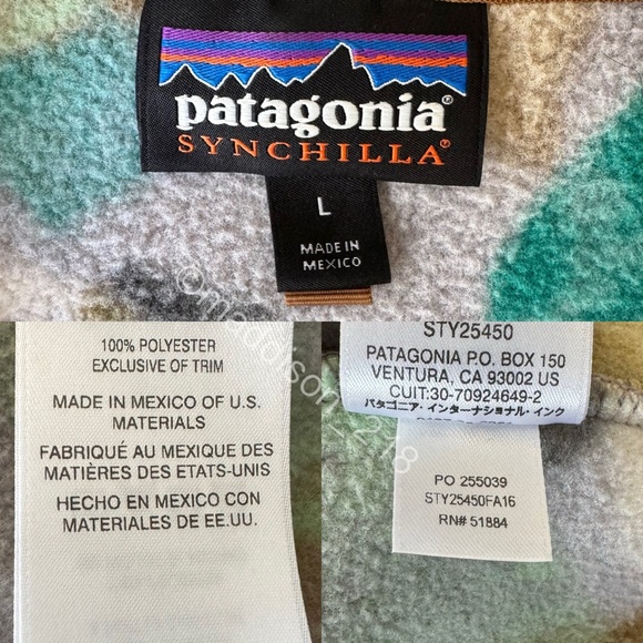 Patagonia Synchilla Snap-T Large Trout Tails Legend Green Fish Swimming Print L - Picture 9 of 11